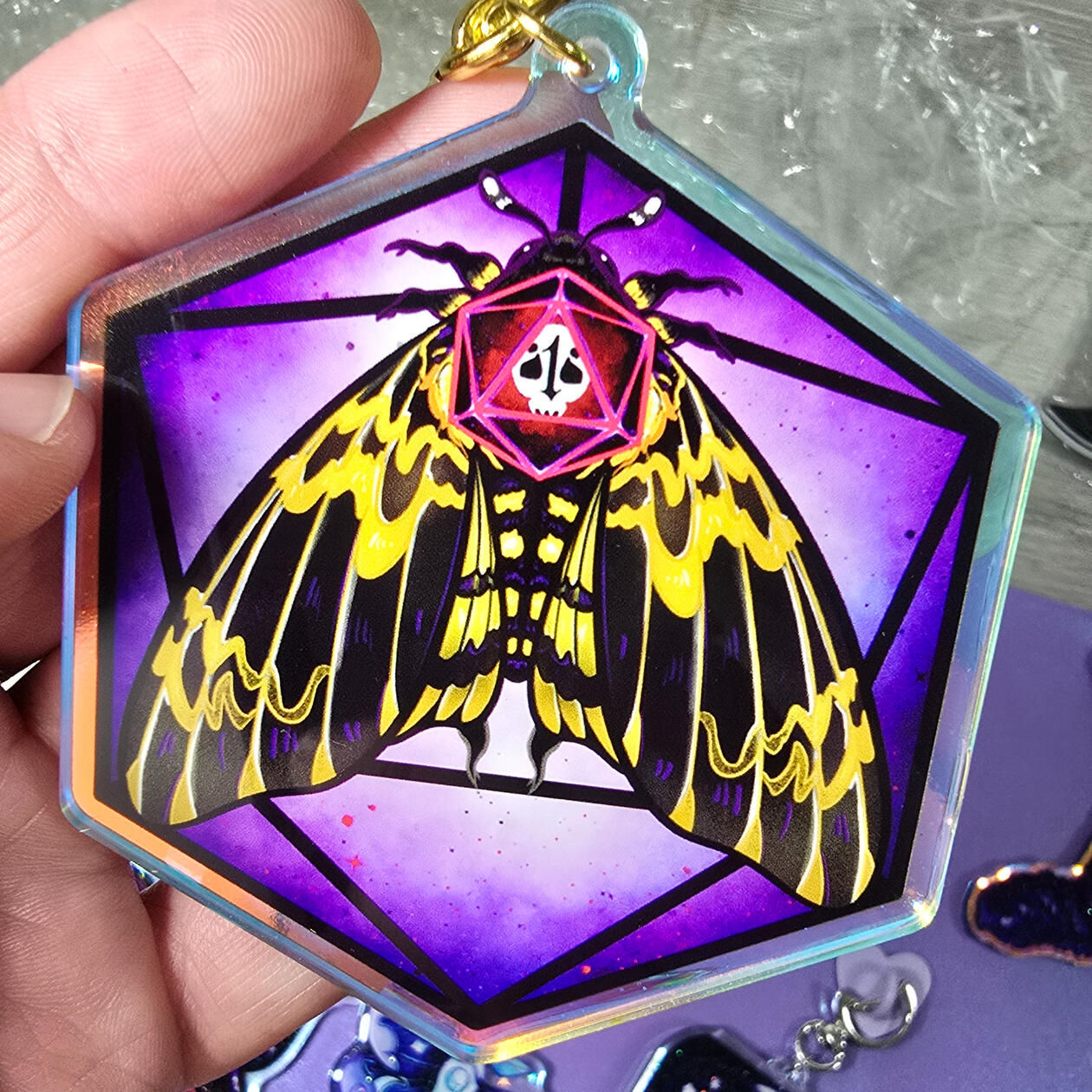 D20 Moths Charm Back